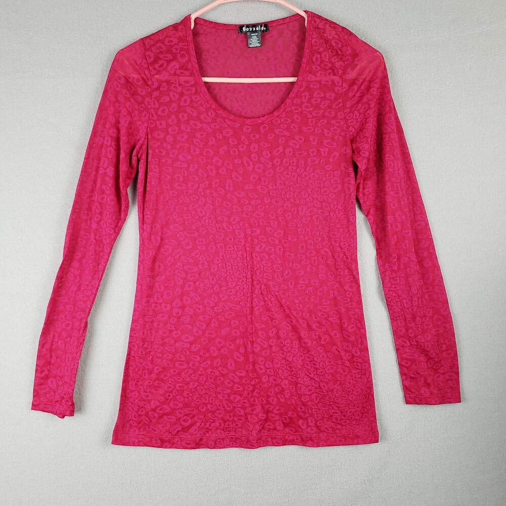 Y2K Bozzolo Size M Long‎ Sleeve Burnout Tee Shirt Pink Animal Print Bella Swan